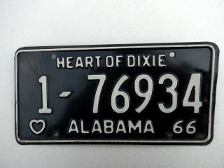 Alabama 1966 License Plate Car Tag