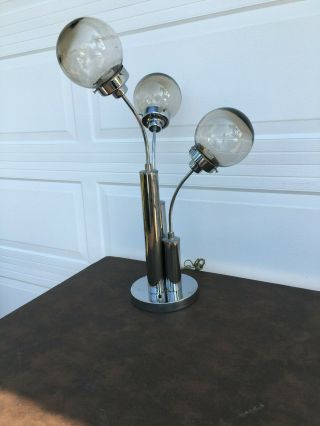 Vintage Mid Century Modern Space Atomic Age Sputnik 3 Ball Chrome Table Lamp