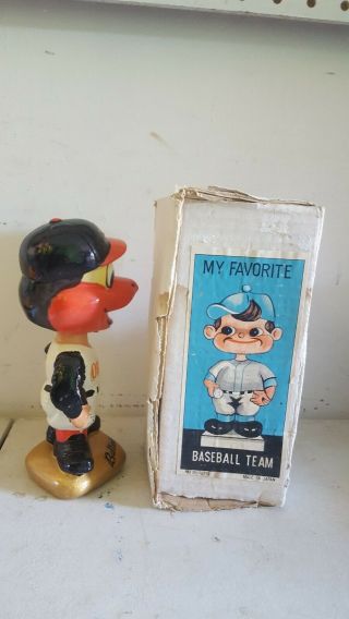 1960 ' s Baltimore Orioles Bobblehead Nodder Made in Japan Gold Base bobble w/ BOX 3