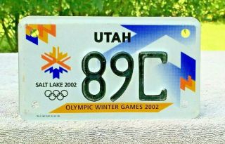 Utah Motorcycle License Plate Tag 89c 2002 Salt Lake City Olympic Winter Games