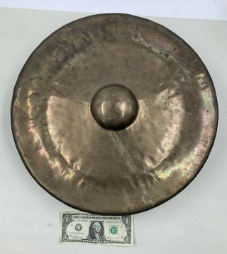 Vintage Large 16 " Brass Bronze Gong,  Hammered,  Antique