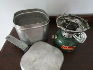 Vintage Coleman Camp Stove 502 W/ Storage/ Cook Kit Case Date 4 - 68 - With Handle