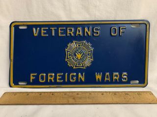 Vtg Pennsylvania Pa Veterans Of Foreign Wars Steel Front Vanity License Plate