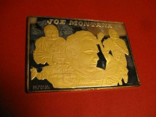Joe Montana 3.  5 Ounce.  999 Fine Silver Proof Card Ingot Enviromint 49ers Chiefs