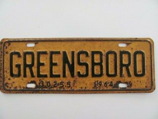 1964 North Carolina Nc License Plate Topper,  Greensboro 30255,  Vintage,  Rare