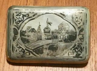 Antique Russian 84 Silver Niello Cigarette Case Hallmarked 120 Grams Monogram