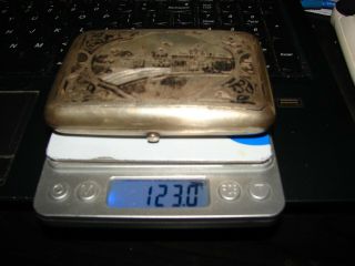 Antique Russian 84 Silver Niello Cigarette Case Hallmarked 120 grams Monogram 3