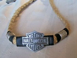 Vintage Harley Davidson Bar & Shield Logo Weaved Rope 20 " Necklace