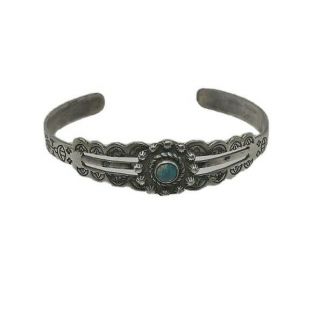 Vintage American Indian Fred Harvey Era Sterling Silver Turquoise Bracelet
