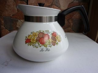 Vintage Mid Century Modern Corning Ware Spice Of Life Stove Top Tea/coffee Pot