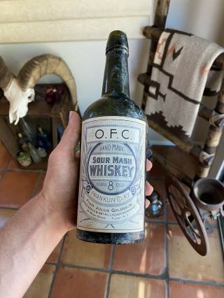1890 Julius Goldbaum Tucson Arizona Whiskey Bottle Old Fashion Copper Antique