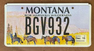 Montana 2015 Bob Marshall Wilderness License Plate Bgv932