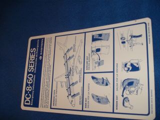Rare Vintage Eastern Airlines Laminated Emergency Information Card Dc - 8 - 60