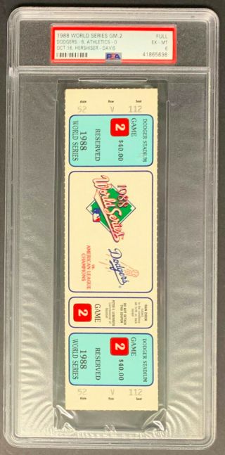 1988 World Series Game 2 Full Ticket La Dodgers Hershiser Shutout A 