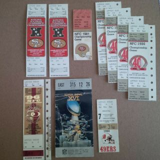 1981 Nfc Championship Game Ticket Stub Sf 49ers The Catch & 9 Other Stubs