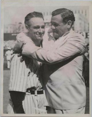 Iconic 1939 Lou Gehrig Babe Ruth Early Type 2 Photo Psa Loa