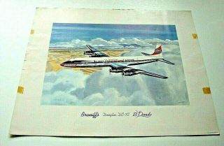 Braniff International Airways Poster Print Douglas Dc - 7c El Dorado 1957 Vintage