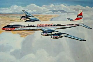 BRANIFF INTERNATIONAL AIRWAYS POSTER PRINT DOUGLAS DC - 7C EL DORADO 1957 VINTAGE 3