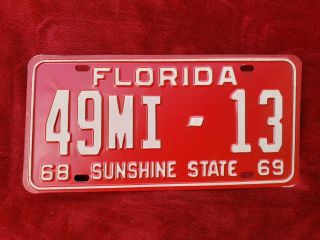 1969 Florida Independent Dealer License Plate 49 Mi 13 Hendry County