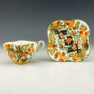 Antique Coalport Porcelain - Oriental Inspired Cabinet Cup & Saucer - Lovely