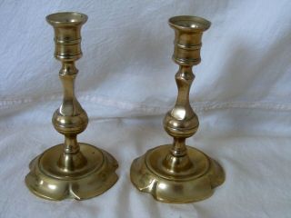 Pair Antique 18th Century Brass Candlesticks