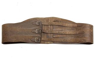 Vintage 3 Strap Leather Motorcycle Kidney Belt Support 38.  5” Long Old Antique