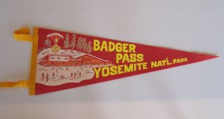 Vintage Badger Pass Yosemite National Park 45x17cm Souvenir Wall Pennant Flag