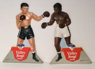 Vintage Joe Louis Rocky Marciano Valley Forge Beer Display Sign 50s Rare