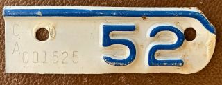 Kansas 1952 Clark County License Plate Tab Ca 001525