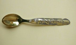 Vintage Fine Silver Northwest Coast Engraved Totem Animal Spoon