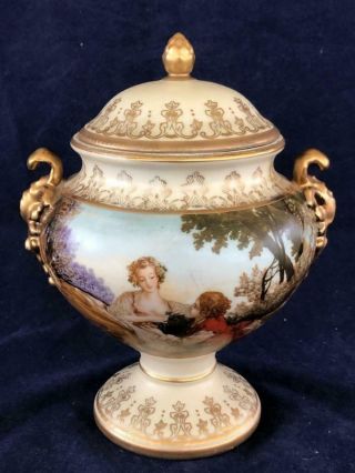 Fine Antique French Paris Porcelain Classical Lidded Vase.  2.  After F.  Boucher