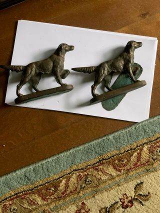 Antique Vintage Brass Antique Pointer Setter Hunting Dogs Bookends Door Stops