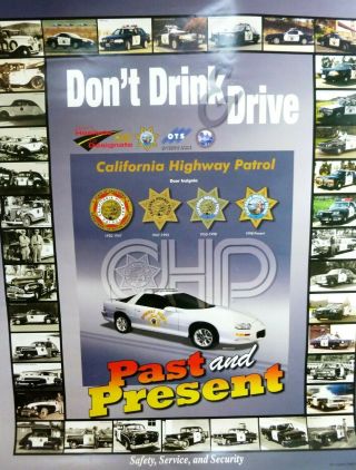 Chp - Ca Highway Patrol History Of Police Car Poster,  23 " X 19 " Police Collectible