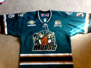 Sylvain Blouin Ahl Manitoba Moose Game Worn Jersey 38 2003 - 04