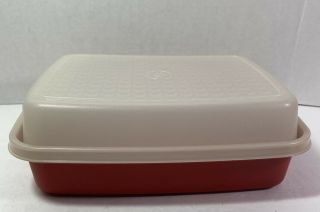 Vintage Tupperware Meat Marinade Keeper Container - Paprika Red 1518 - 2