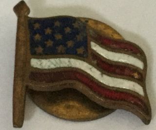 Really Cool Vintage Estate World War 2 Home Front U.  S.  Flag Collar Pin Aj57