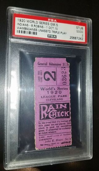1920 World Series Game 5 PSA Ticket Cleveland vs Brooklyn Wambsganss Triple Play 2