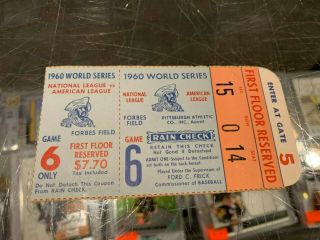 1960 World Series Game 6 Ticket Stub Pittsburgh Pirates Forbes Field Nm
