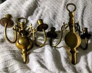 Brass Wall Sconces Candle Holders Vintage Set Of 2