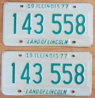 Illinois 1977 License Plate Pair 143 558