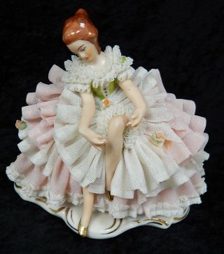 Antique Wilhelm Rittirsch Dresden Germany Lace Figurine Ballerina Girl