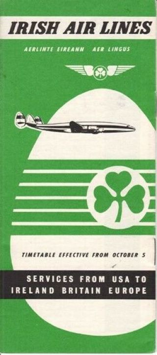 Aer Lingus Timetable 1958/10/05 North American Edition