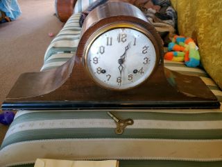 Vintage Haven Tambour No.  189 Duo Strike Mantel Clock With Key