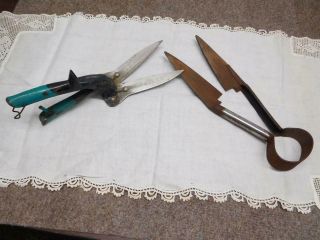 Vtg Wiss Grass Clippers & Vtg Hand Held Primitive Sheep Shears