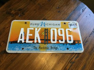 Version 1 Mackinac Bridge Michigan License Plate Hard To Find Collectible Aek