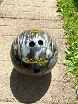 Galaxie 300 Vintage Bowling Ball 12 Pounds Black And Silver Swirl Drilled