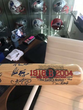 04’ World Series Champs Boston Red Sox “the Curse Is Broken” Le Team Signed Bat