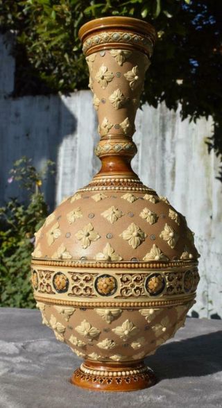 Large 13 " Antique Villeroy & Boch Mettlach Art Nouveau Pineapple Vase Circa 1920