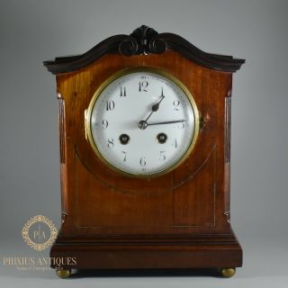 Antique 19th Century Japy Freres Inlaid Mahogany Mantle Clock
