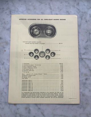 NOS 1963 Chris Craft Marine Engines August 1 1963 Price Schedule B 283 327 431 2